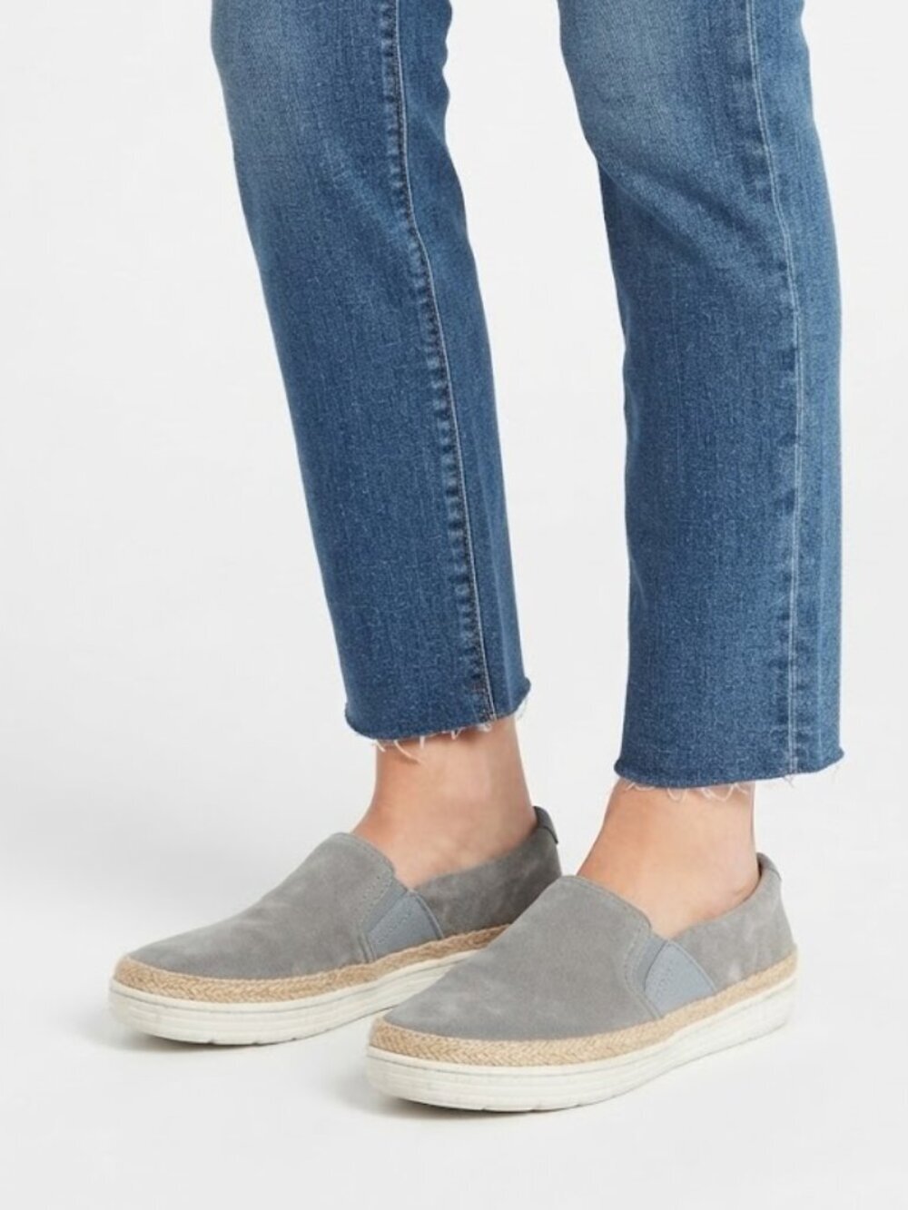 Clarks Marie Suede Round Toe Espadrille Slip On Classic Loafers Gray Size 8